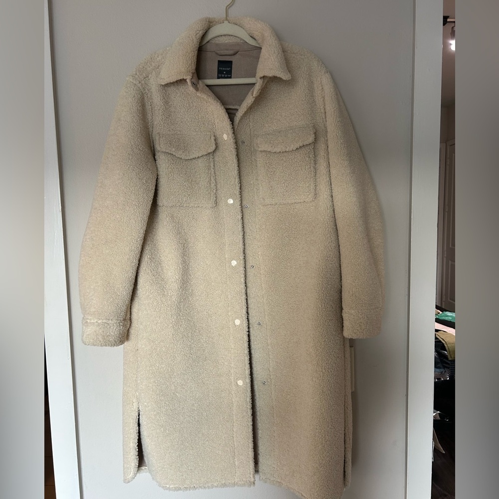 Primary cream oversized teddy coat #teddycoat